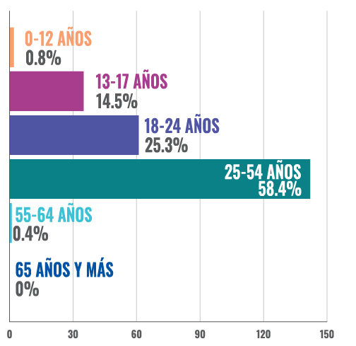 Gráfico 3: Distribución de las víctimas por rango etario en 2025.