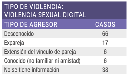 Tabla 1. Número de casos de violencia sexual digital según agresor